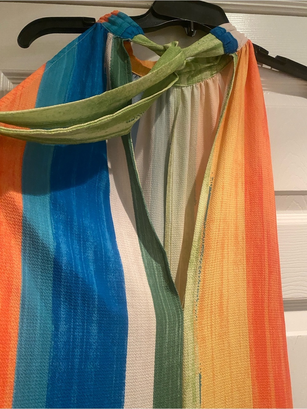 Women’s Rainbow Wide Leg Jumpsuit Peep Hole Back Vibrant Sleeveless size S - Picture 4 of 16